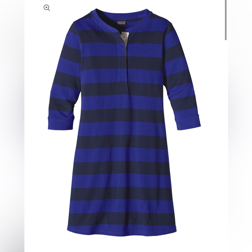 Patagonia Rugby Striped Dress‎ Midi 3/4 Sleeves Blue M